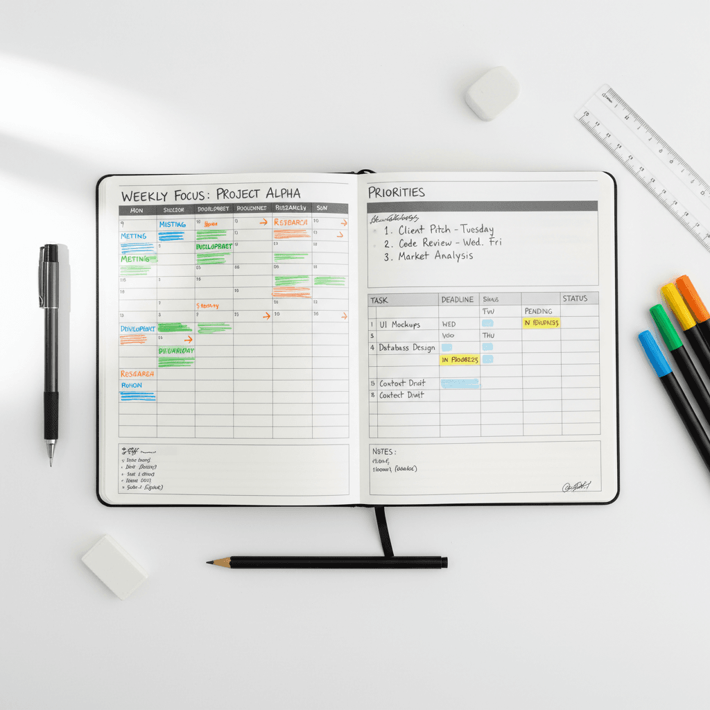 Printed schedule ready to use