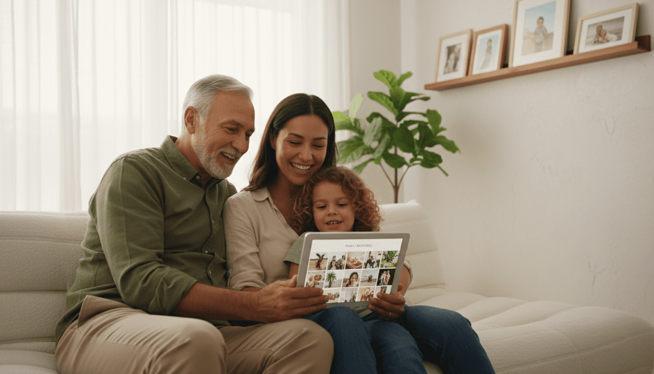 Family reviewing routine together